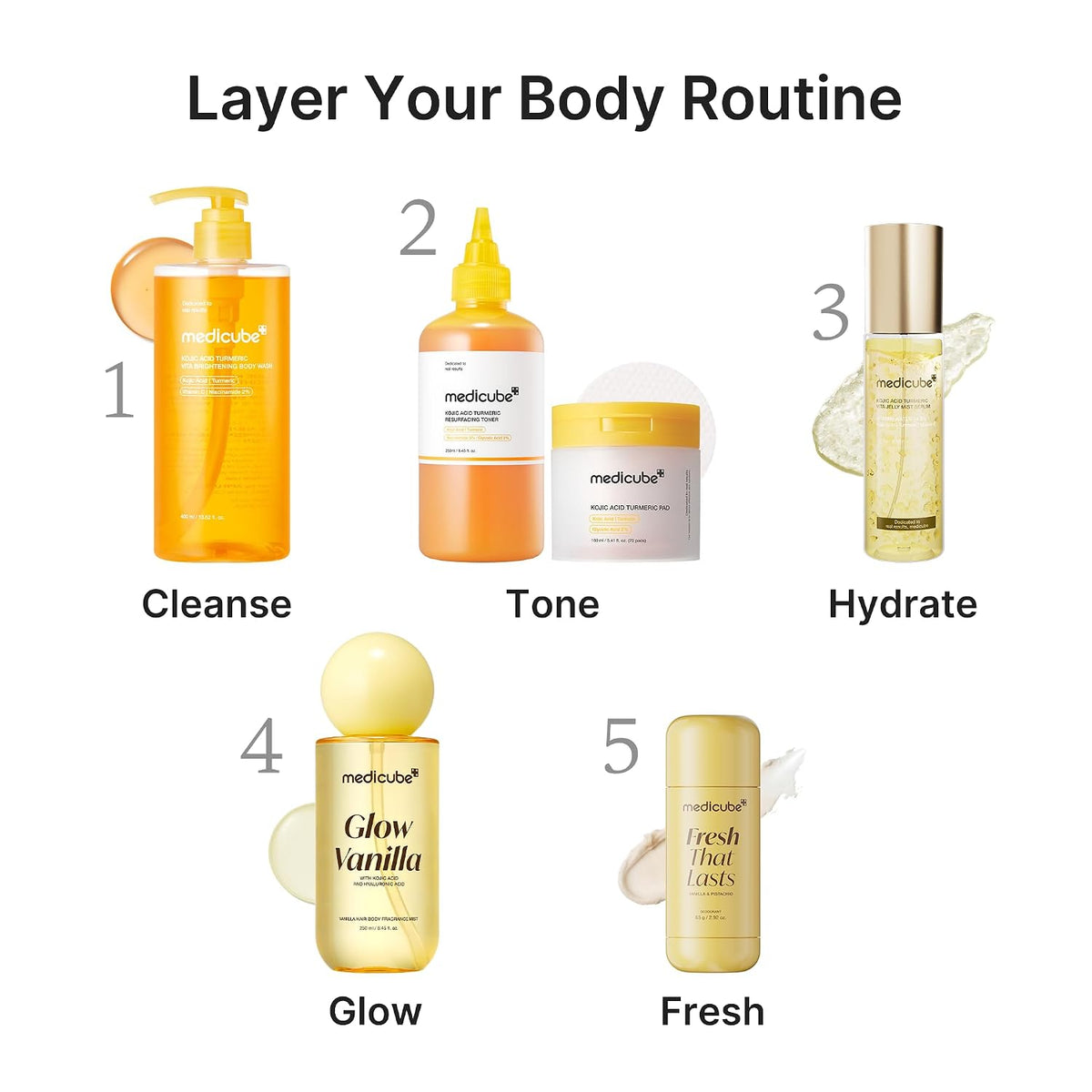 Medicube Glow Vanilla Hair & Body Fragrance Mist in use