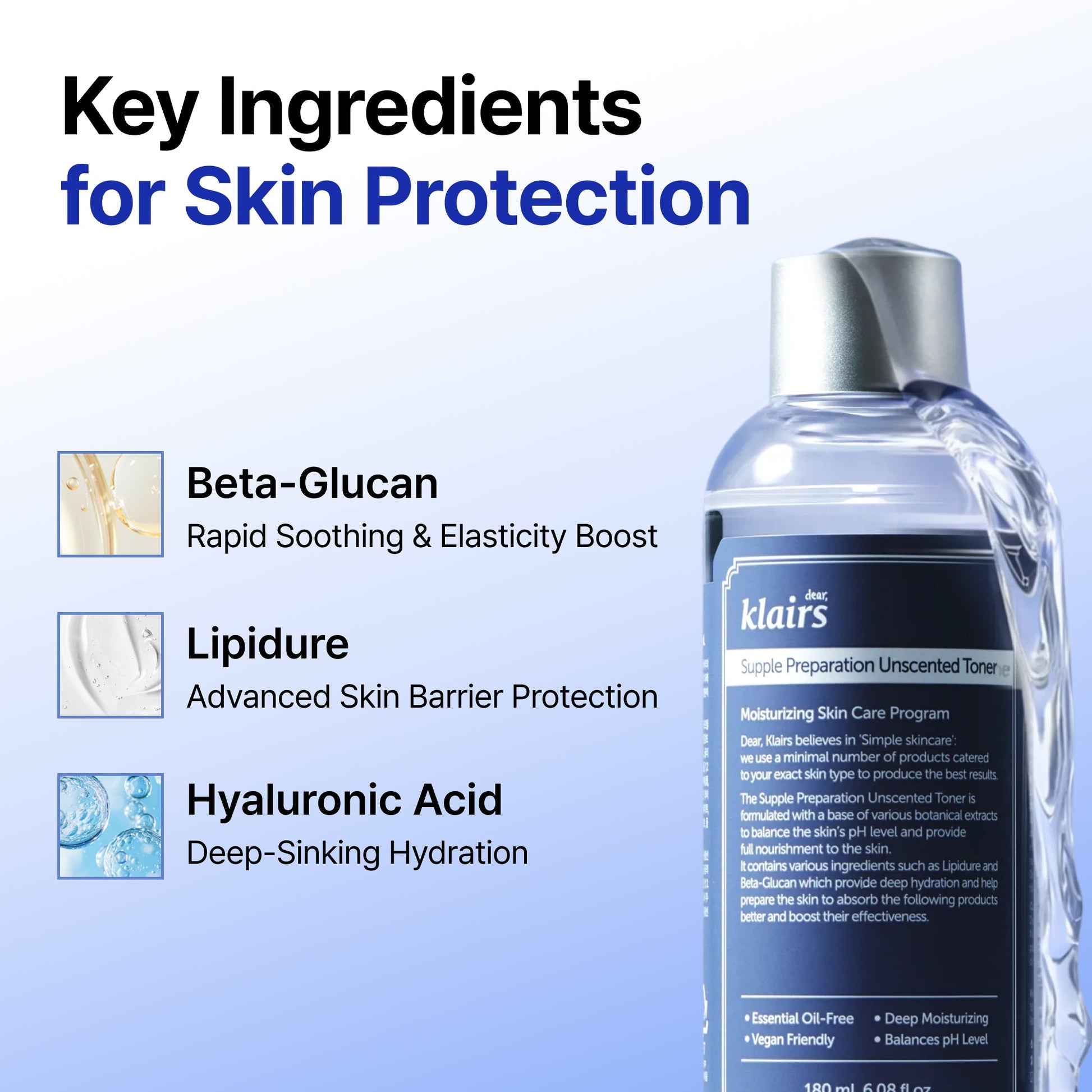 Dear Klairs Supple Preparation Unscented Toner key ingredients