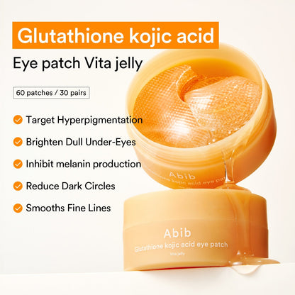 Abib Glutathione Kojic Acid Eye Patch Vita Jelly - Fades Hyperpigmentation & Dark Spots