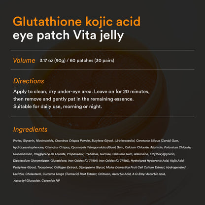Abib Glutathione Kojic Acid Eye Patch Vita Jelly - Multi-Area Use on Under-Eyes, Cheeks & Forehead