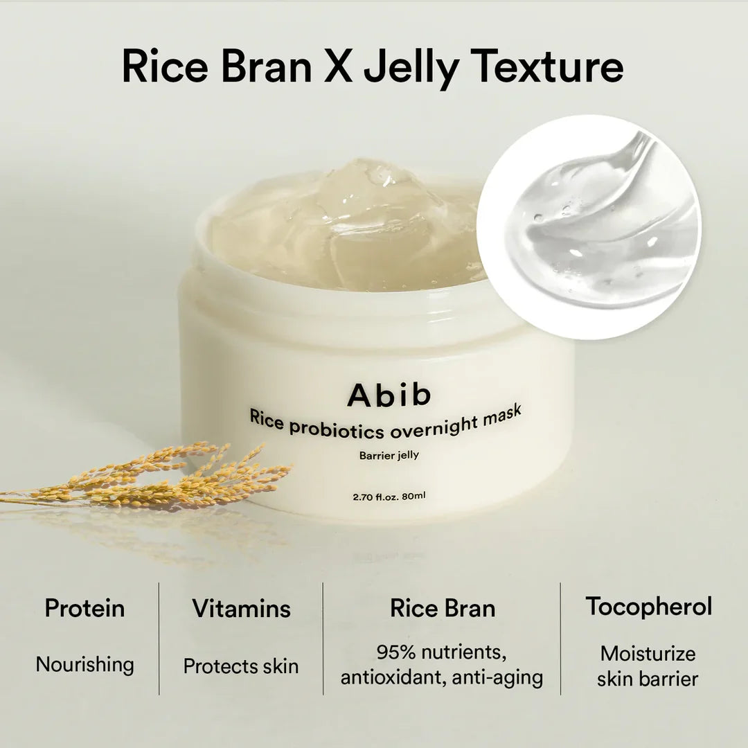Abib Rice Probiotics Overnight Mask Barrier Jelly – Sodium Hyaluronate, Adenosine & Allantoin