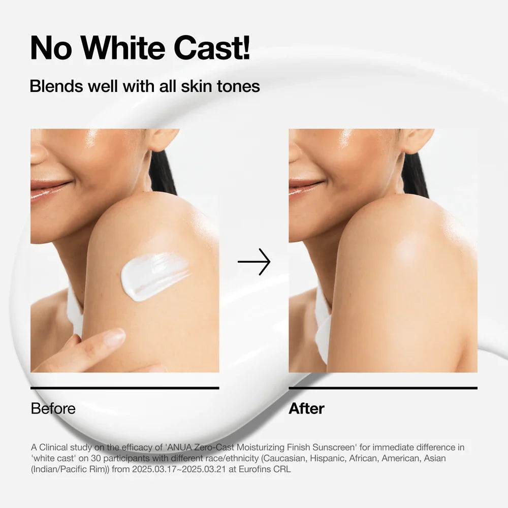 Anua Zero-cast Moisturizing Finish Sunscreen — application