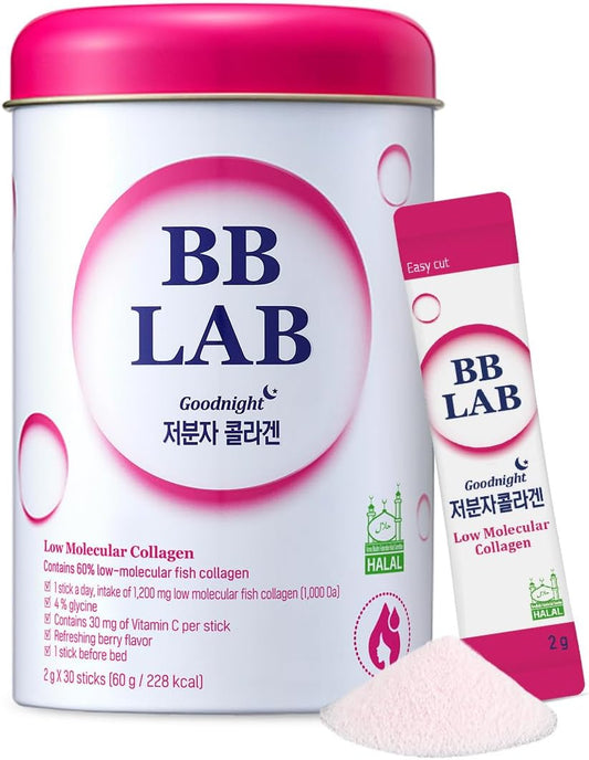 BB LAB Good Night Low Molecular Collagen 30 sticks – nighttime marine collagen drink in mixed-berry flavour