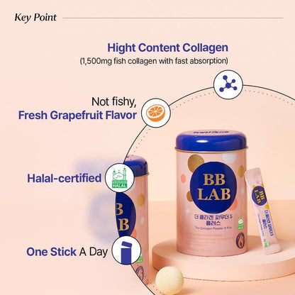 Fine collagen powder texture from a BB LAB The Collagen Powder S Plus stick