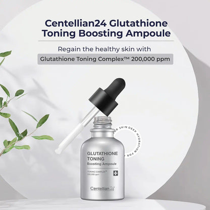 Apply Centellian 24 Glutathione Toning Boosting Ampoule after toner for a more luminous complexion