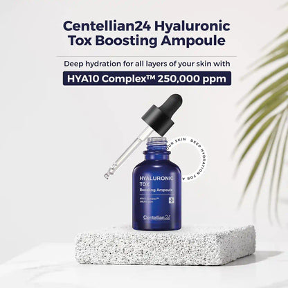 Key ingredients in Centellian 24 Hyaluronic Tox Boosting Ampoule: 10 types of hyaluronic acid, beta-glucan and peptides