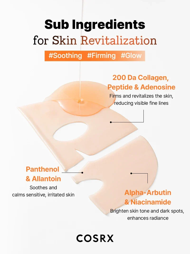 COSRX PDRN Hyaluronic Acid Vital Hydrating Hydrogel Mask — how to use: apply to clean skin for 20–30 minutes, then pat in