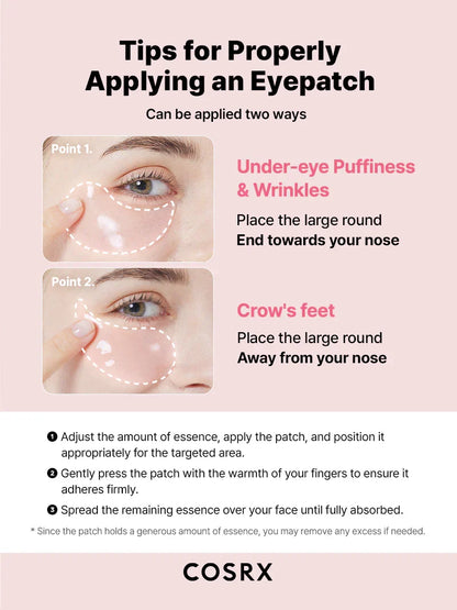 COSRX The Peptide Collagen Hydrogel Eye Patch — hydrogel patches stay in place without sliding