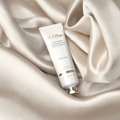 d'Alba White Truffle Nourishing Hand Serum in Cream — hand application