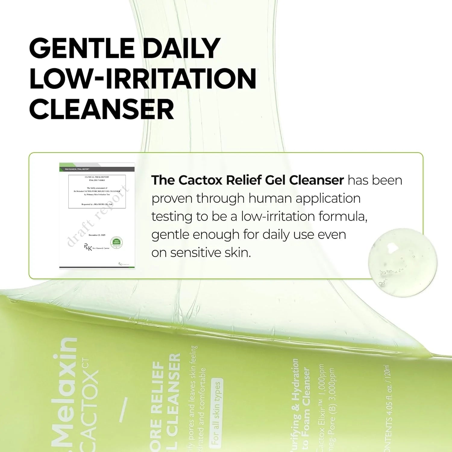 Dr.Melaxin Cactox Pore Relief Gel Cleanser — clean refreshed skin