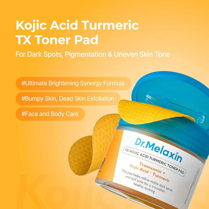 Dr.Melaxin TX Kojic Acid Turmeric Toner Pad — soaked pad texture