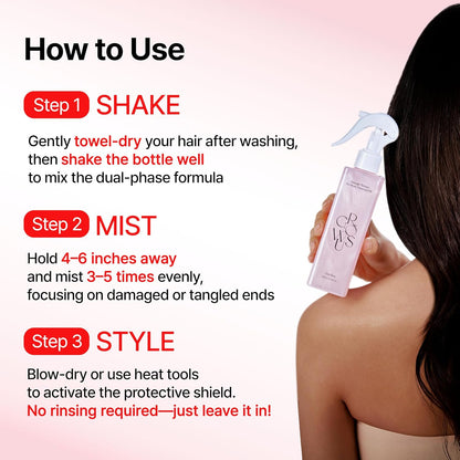 GROWUS Damage Therapy No-Wash Treatment True Me — how to use: apply to damp hair, no rinse needed