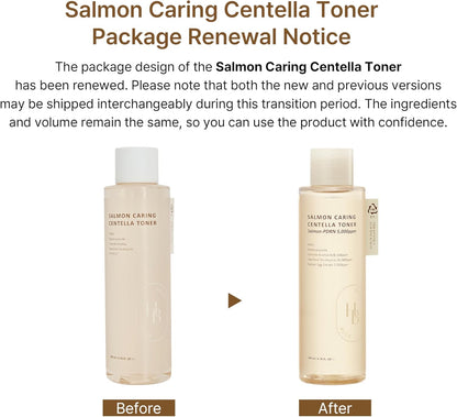HEVEBLUE Salmon Caring Centella Toner calms and hydrates sensitive skin