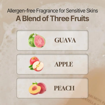 HEVEBLUE Salmon Fruity Centella Body Wash bottle packaging