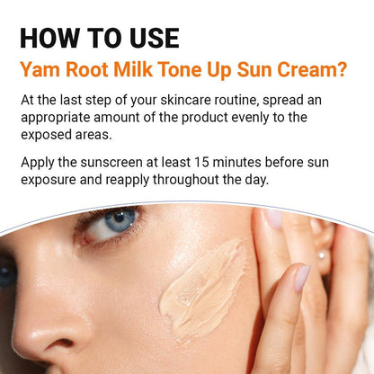 Isntree Yam Root Milk Tone Up Sun Cream — SPF protects skin from UV rays