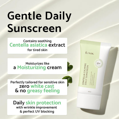 Calms skin while protecting from the sun