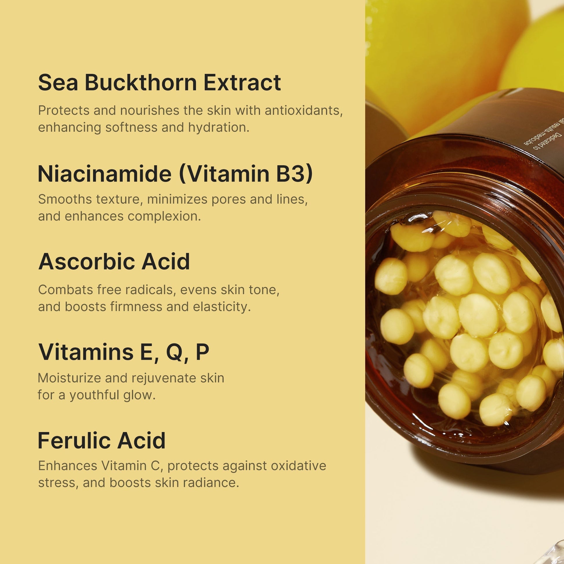 50% sea buckthorn extract and pure vitamin C that fade the look of dark spots