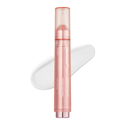Twist-and-click airless Collagen Glow Booster Milk Serum that dispenses a fresh shot every use