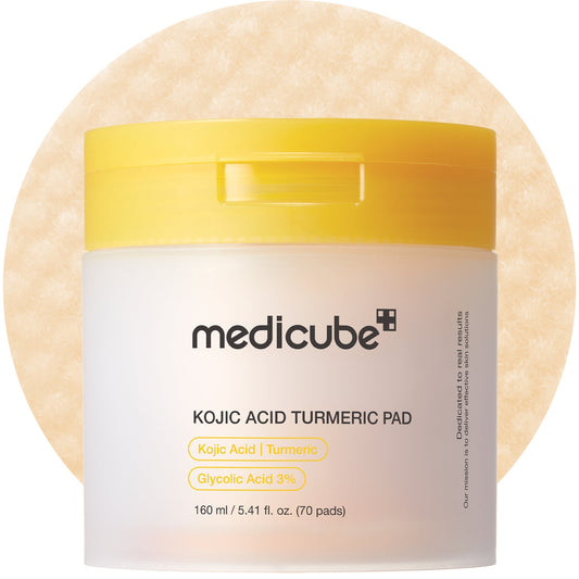 Medicube Kojic Acid Turmeric Pad, Korean exfoliating toner pads for face and body