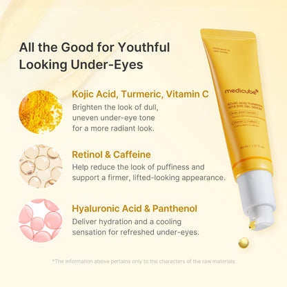 Kojic acid, turmeric and vitamin C that brighten dull, uneven under-eye tone