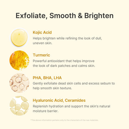 Kojic acid and turmeric that brighten dark spots and even skin tone