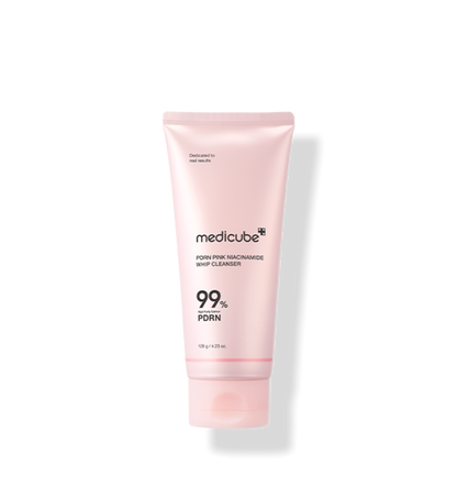 Medicube PDRN Pink Niacinamide Whip Cleanser 120g, a gentle whipped cream cleanser for bright, soft skin