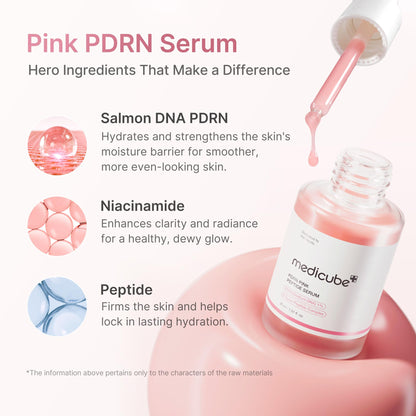 Pink peptide glow serum that brightens uneven tone and dark spots with niacinamide