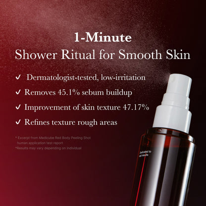 Spray on dry skin, wait one minute, then rinse off before showering
