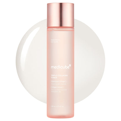 Medicube Triple Collagen Toner 140ml, a hydrating Korean toner for plump, glowing skin