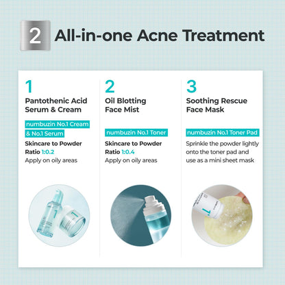 Numbuzin No.1 Pantothenic B5 Active Drying Powder — how to use: dip a cotton swab into the powder and dab onto spots