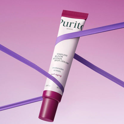 Purito Seoul Timeless Bloom Retinol Spot Cream — how to use: apply to areas of concern in the evening