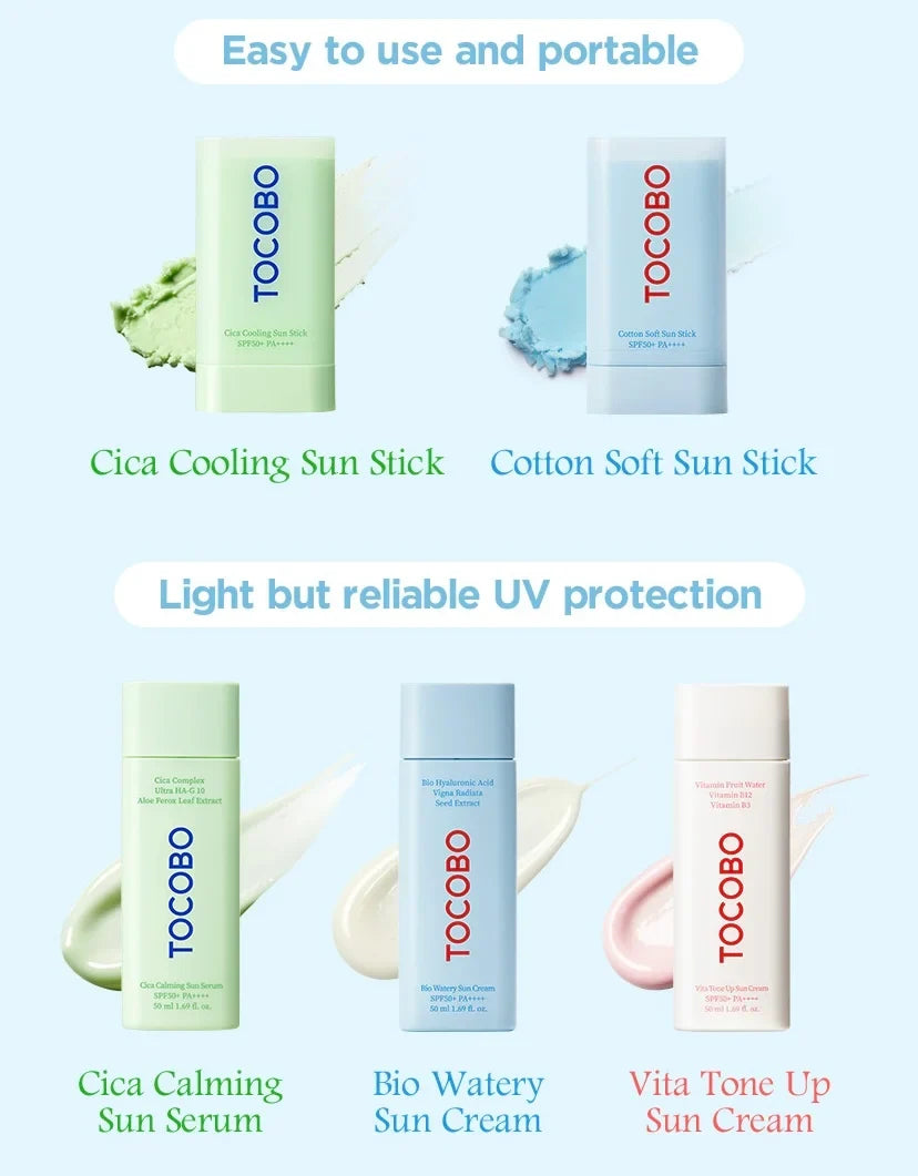 TOCOBO Cica Cooling Sun Stick — cooling application