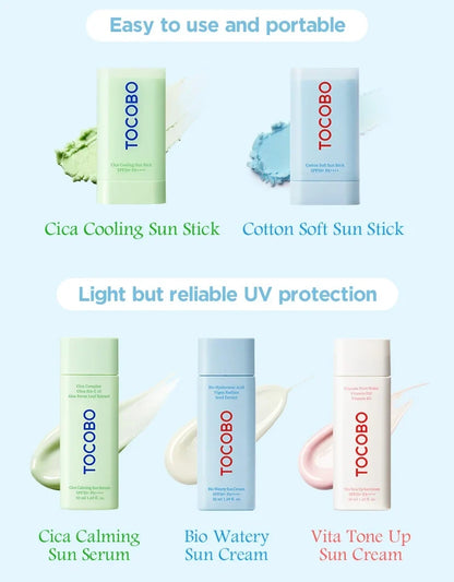 TOCOBO Cica Cooling Sun Stick — cooling application
