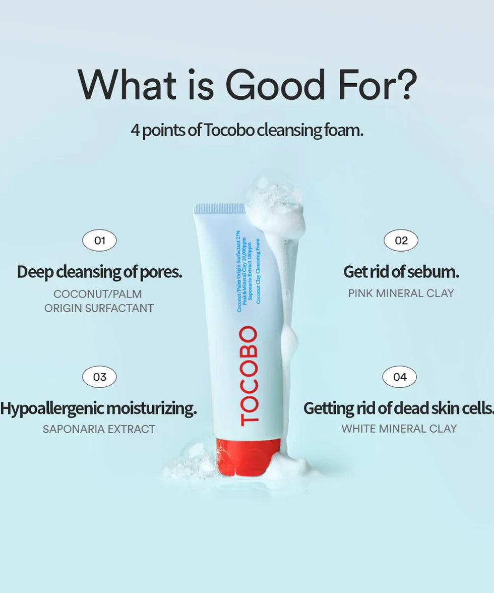 TOCOBO Coconut Clay Cleansing Foam — coconut extract care